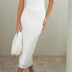 Sabo Skirt White Midi Skirt